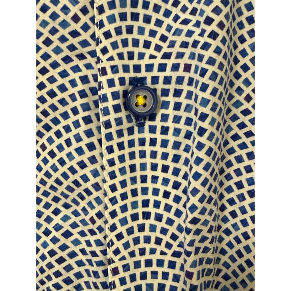 Robert Graham Button Down Shirt‎ Large Blue Geometric Long Sleeve Classic Fit - Picture 5 of 9